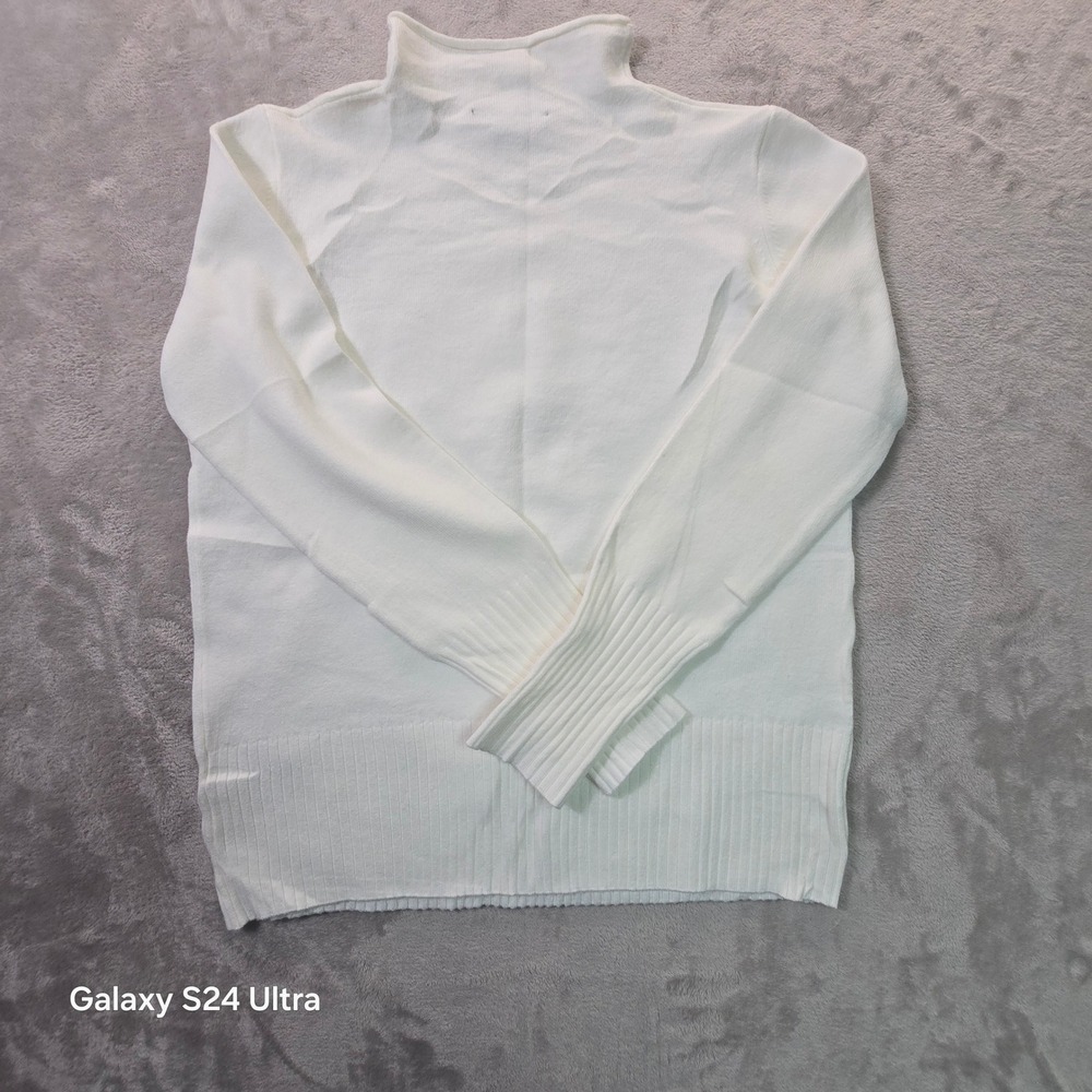 French Connection Mens White Mock Neck Ribbed Knit Long Sleeve Sweater Size M